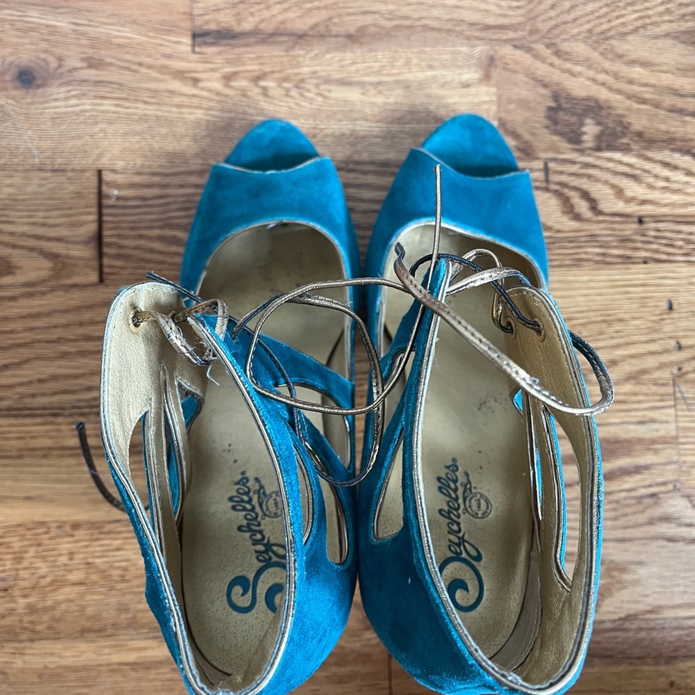 Seychelles teal Tippy Toes heeled sandals
